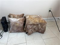 Footstool with two matching pillows