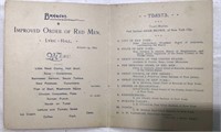 1899 Order of the Red Men Banquet Menu