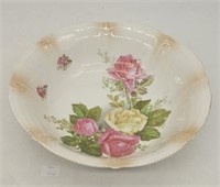 Vintage Transferware China Bowl w Pink Flowers
