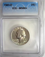 1963-D Quarter ICG MS66+ LISTS $150