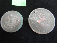 1854 Upper Canada penny & half penny