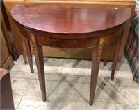 Antique mahogany demilune side table with a gate