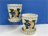Pair Of 5 1/2 " Scalloped Planters