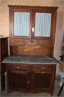 Antique Child's Stepback Cupboard, Measures: 45"W