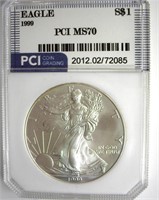 1999 Silver Eagle MS70 LISTS $16000