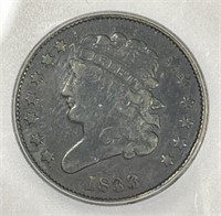 1833 Classic Head Half Cent 1/2c Fine ICG F15