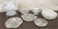 Lot of Glassware. Candy Dish, Candle Shades &