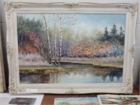 Oil on Canvas in Painted Frame- Fall Scene