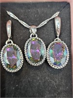 MYSTIC TOPAZ COLOR  .925 NECKLACE & EARRINGS