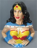 Wonder Woman cookie jar. Measures: 11" Tall.