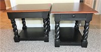 Pair of Two Tone Side Tables-Barley Twist