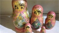 Set of 5 hand-painted Russian nesting dolls