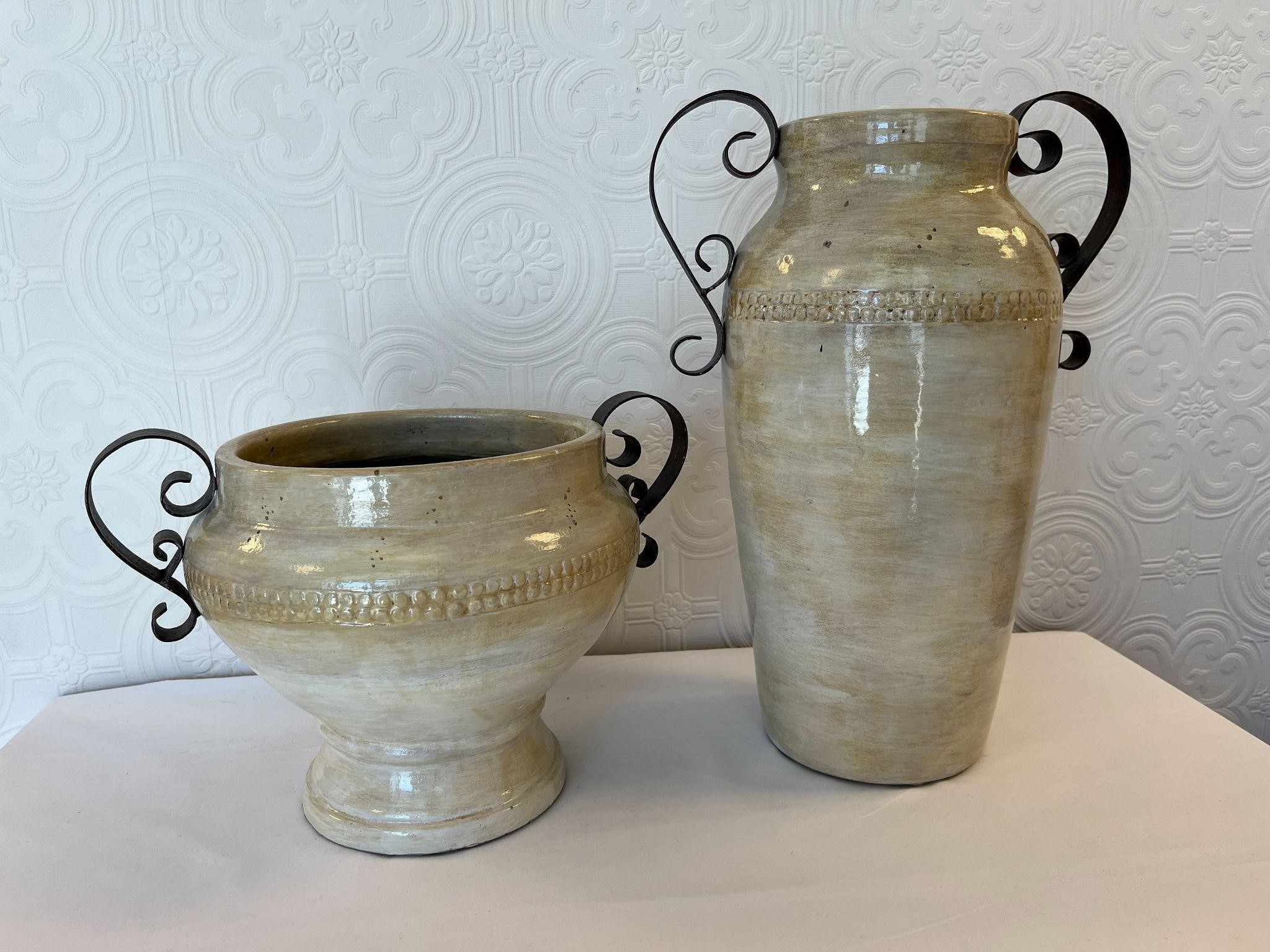 Set of 2 Large Mediterranean Style Vases