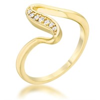 14k Gold-pl .07ct White Sapphire Wave Ring