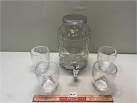 WEAVED PATTERN WATER/JUICE DISPENCER W GLASSES