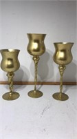 3 glass stemware painted gold
