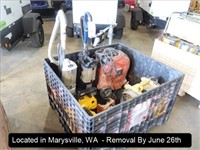 LOT, (6) ASSORTED VACUUMS & (1) FAN IN THIS BIN