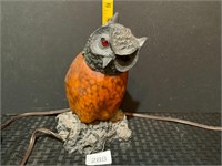 Vintage Amber Art Glass Owl Lamp