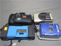 Lot of 4 Vintage Cameras Kodak Vivtar Fisher Price