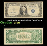 1935F $1 Blue Seal Silver Certificate Grades vf++