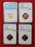 (4) Graded Lincoln Cents -1940-1955 S- 1961-1962