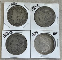 1879 1880 1881-S 1883-S US Morgan Silver Dollars