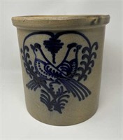 Salt Glazed Lovebirds Stoneware Crock