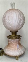 ANTIQUE PINK SATIN GONE W/THE WIND OIL LAMP