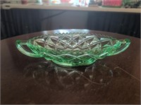 Green depression vintage glassware dish