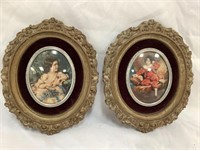 Pair of antique pictures 7” tall