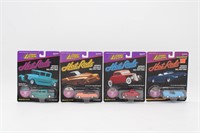 (4) Johnny Lighting HOT RODS Die Cast Replica Cars