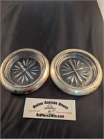Antique Sterling Silver & Cut Glass Coasters