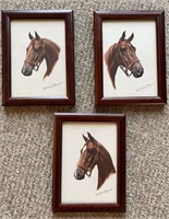 3 Framed Horse Paintings by Walter L.  Brown