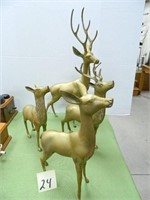 (4) Large Vintage Brass Deer