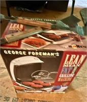 george formans grill in box and grilling utensils