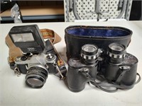 Pentax ME Super Camera & Manon Binoculars