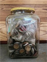 Jar full of Vintage Bottle Caps Coke and More