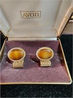 Avon Convertible Cuff Links Citation Brown Glass