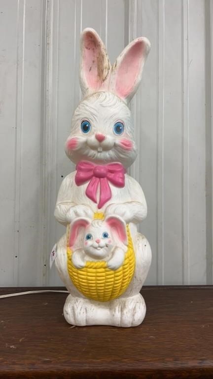 Easter Bunny Basket Blow Mold 22in tall