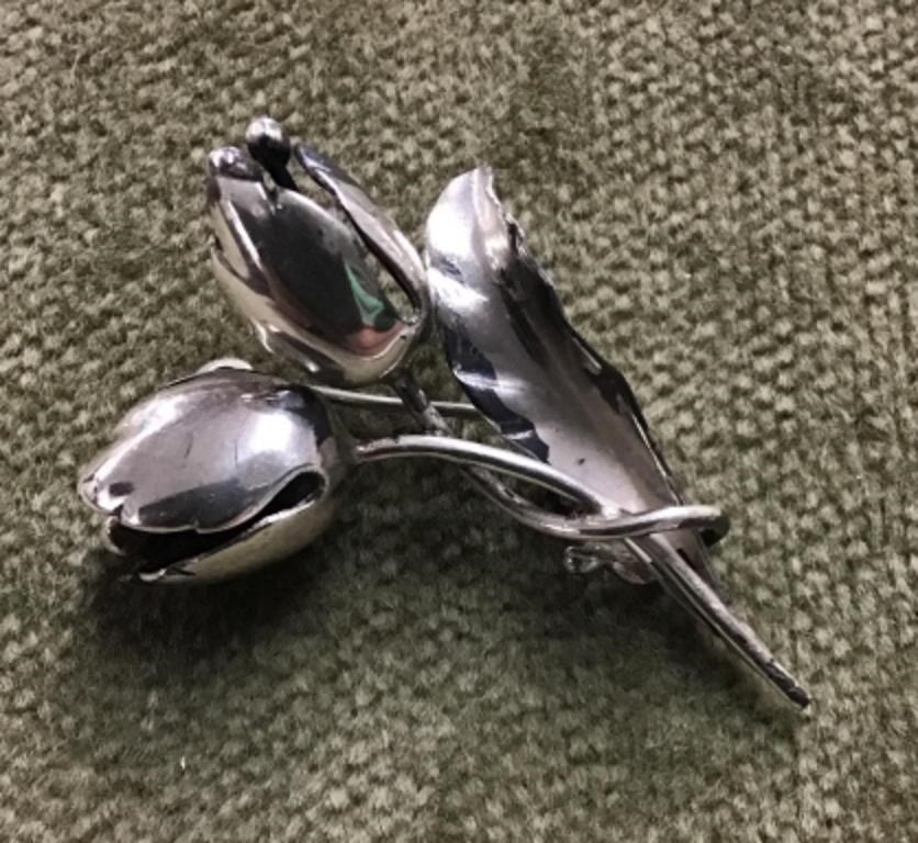 Sterling tulip brooch