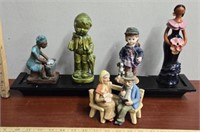 5 Assorted Figures with Shelve