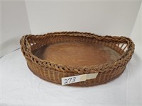 Early wicker basket with wood bottom