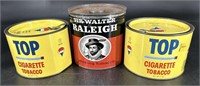 3 Antique Tobacco Tins 2 Topp & 1 Sir Walter