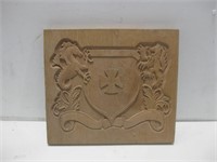 14"x 12"x 1" Carved Wood Crest Decor