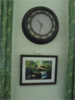 Clock and Picture of Falling Waters