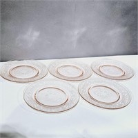 5 pink clover leaf plates