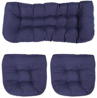 E1122  Sunnydaze Tufted Settee Cushions - Navy