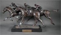 DUANE SCOTT Bronze Horse Race Sculpture