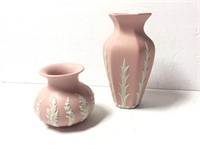 2 Canadian Art Pottery Pink Jasperware Vases