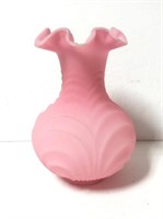 Fenton Pink Opaque Glass Vase 8 1/4 " Tall